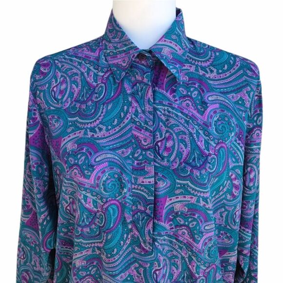 Alfred Dunner Multicolored Paisley Collared Blouse - Picture 5 of 10